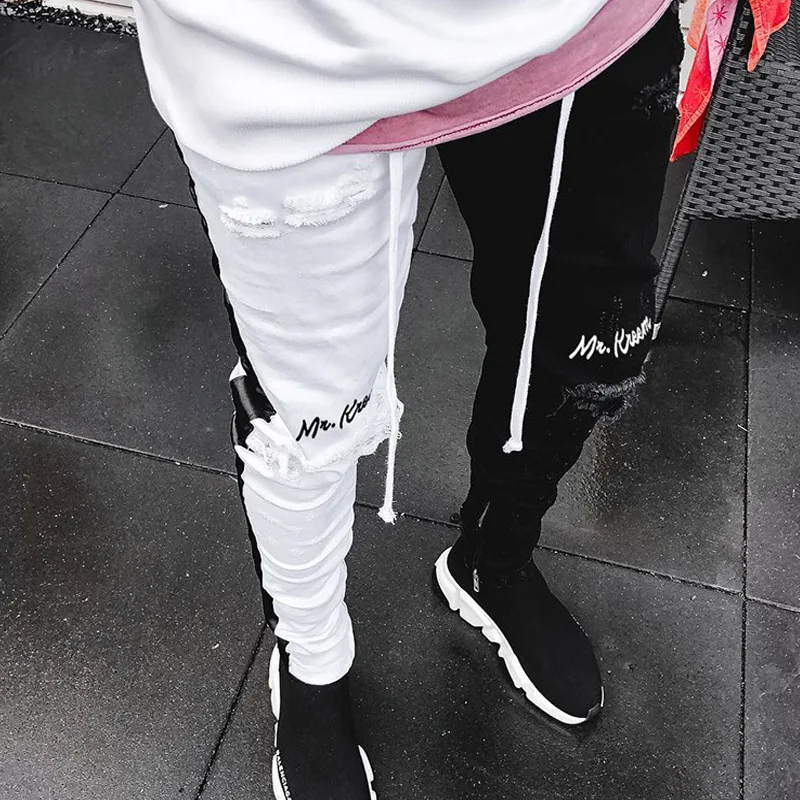 Men's casual pants with holes