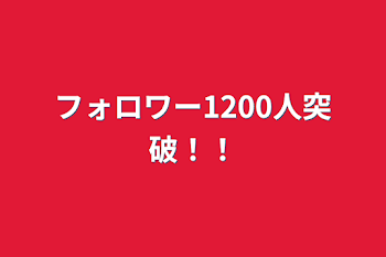 フォロワー1200人突破！！