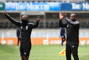 Benni McCarthy and Siyabonga Nomvethe applaud Tapelo Nyongo Xoki after his goal during the DStv Premiership 2020/21 football match between AmaZulu and Bloemfontein Celtic at Kings Park Stadium, Durban on 02 February 2021.