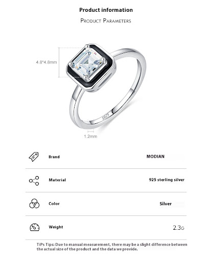Title 1, S925 Sterling Silver Zircon Ring For Women A be...