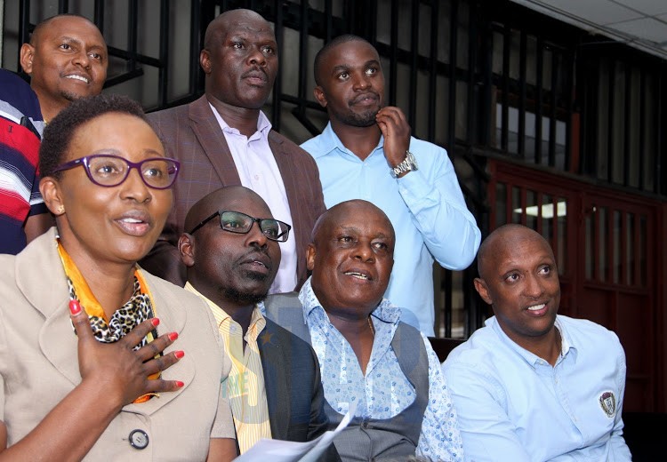 Nairobi assembly Speaker Beatrice Elachi and MCAs at the assembly on January 7.