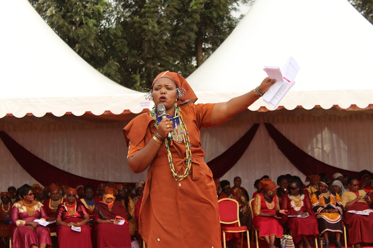 Nyeri Women representative Rahab Mukami during a past meeting in Nyeri town.