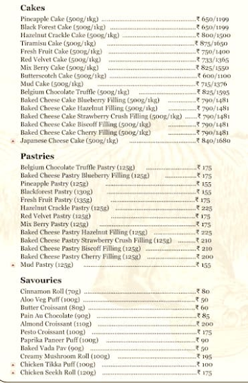 Baker By Chance menu 