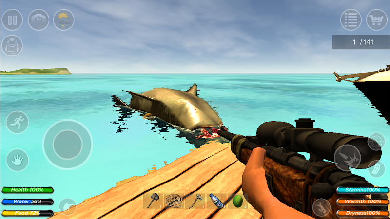 Raft Survival Multiplayer -como viajar pra ilha 