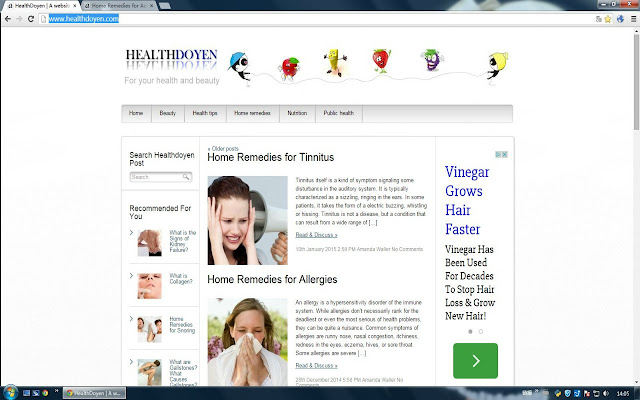 Home remedies, skin care and weight loss tips chrome extension