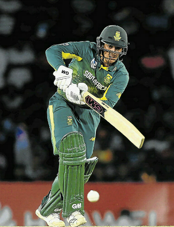 Proteas batsman Jean-Paul Duminy goes on the drive as he hits a boundary during the second One-Day International against Sri Lanka at Dambulla on Wednesday. Duminy made 32.