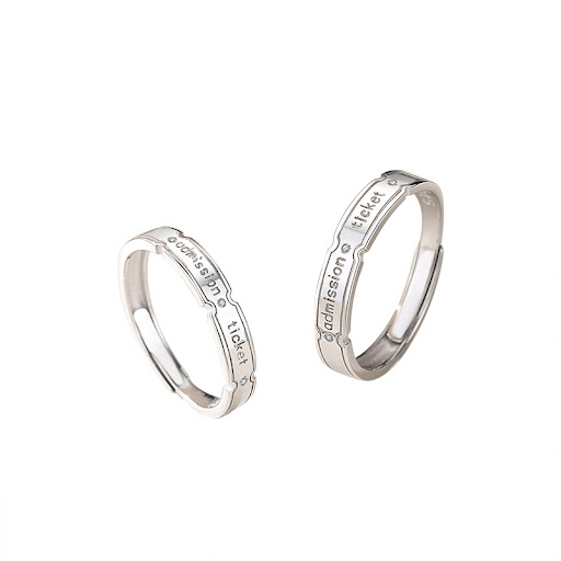 Title 3, Letter Couple Ring Sterling Silver Simple Plain...