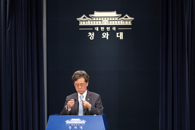 Kim Hyun-chong, South Korea's deputy national security adviser during a news conference.Picture: SEONGJOON CHO/BLOOMBERG