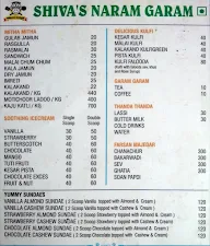 Shiva's Naram Garam menu 3