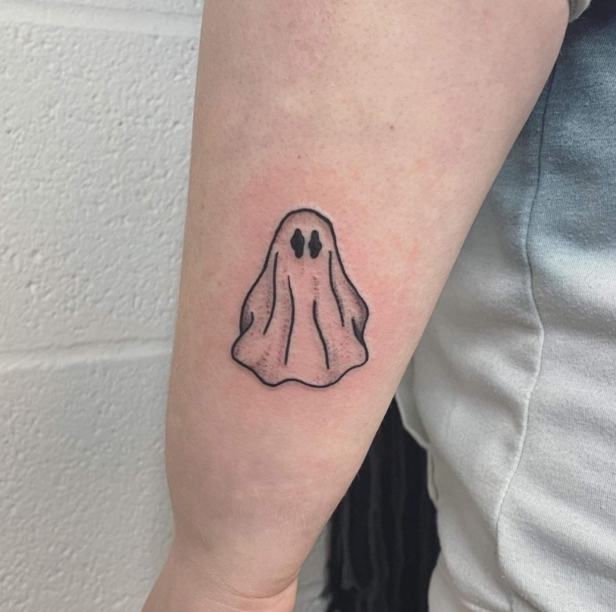 Black Ink Ghost Tattoo                   