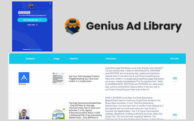 Genius Ad Library chrome extension