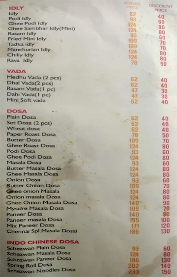 Chennai Express menu 