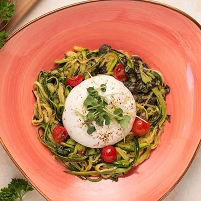 Warm Burratta Zoodles (Keto)