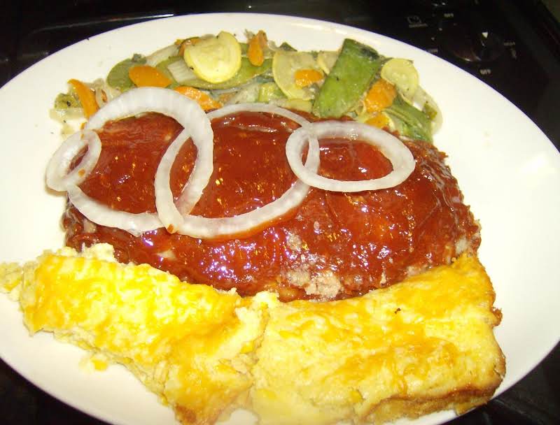 Dean's Meat Loaf Dinner With Sauteed Veggies, And Corn Souffle