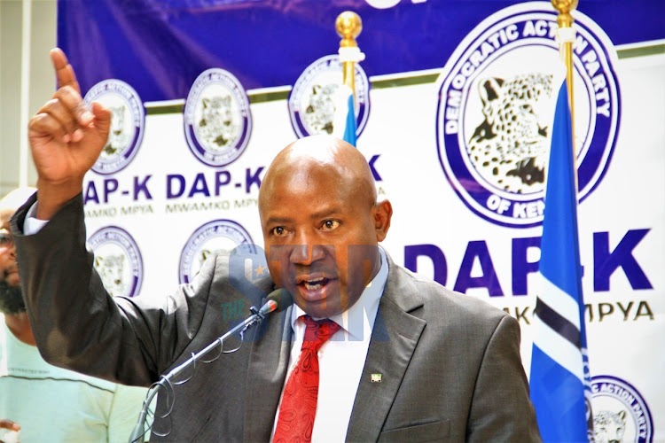 Democratic Party of Kenya deputy party leader Ayub Savula addresses the party members on February.2nd.2022/EZEKIEL AMING'A