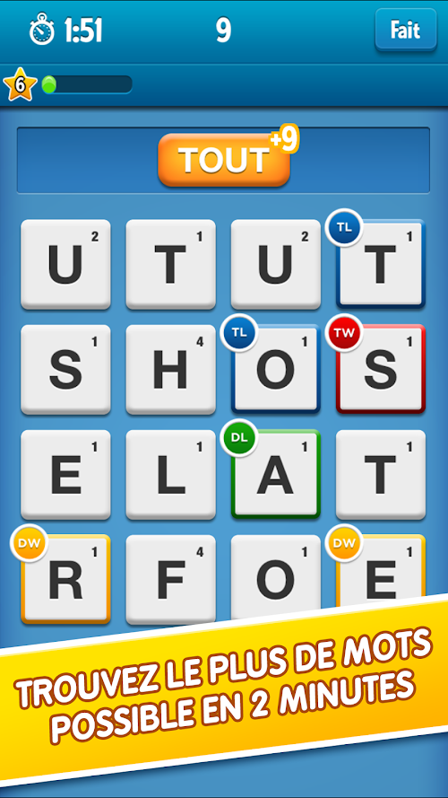 Capture d'ecran de l'application Android Ruzzle Free