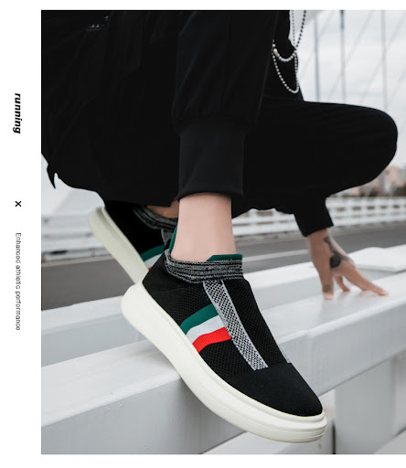 Title 16, Large Size Casual Flyknit Couple Sneakers offer...