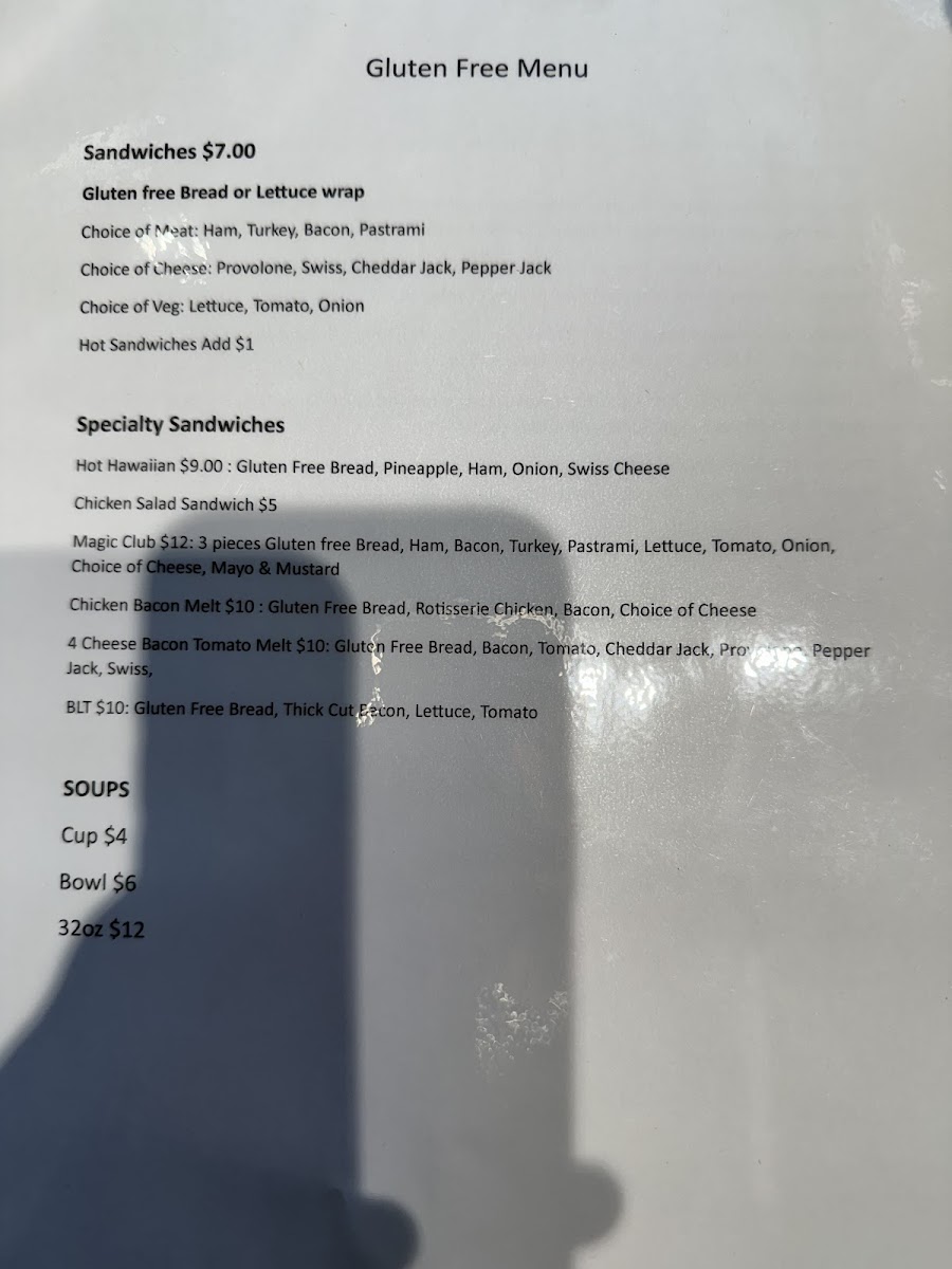 The Magic Tea House gluten-free menu