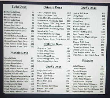 Sigdi Dosa & Frankie Corner menu 