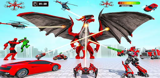 Police Dragon Robot Car Games