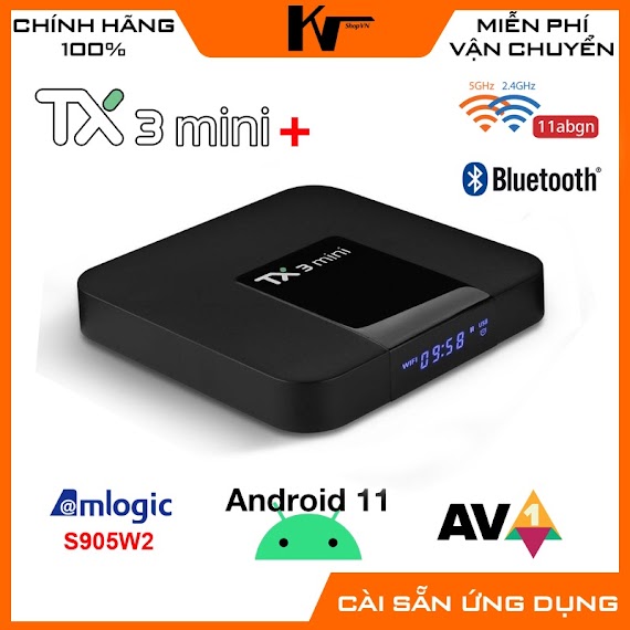Android Tv Box Tx3 Mini Plus, New 2022, S905W2, Androidtv 11.0, Wifi 5Ghz, Bluetooth, Tặng Tài Khoản Xem Phim