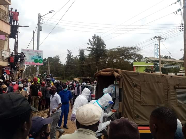 The scene where the body of 40-year-old James Maina was retrieved from his car in Juja on Sunday