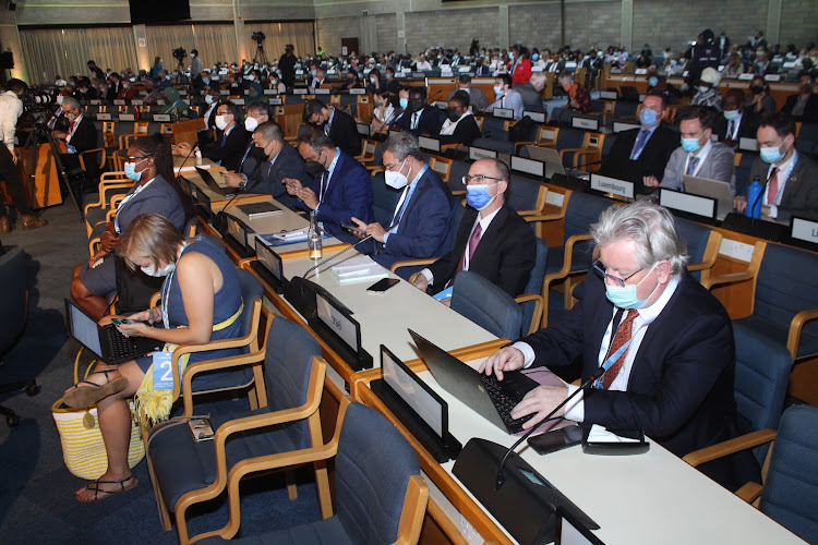 Delegates attend the fifth United Nations Environment Assembly (UNEA-5) at UNEP headquarters, Gigiri on February 28, 2022