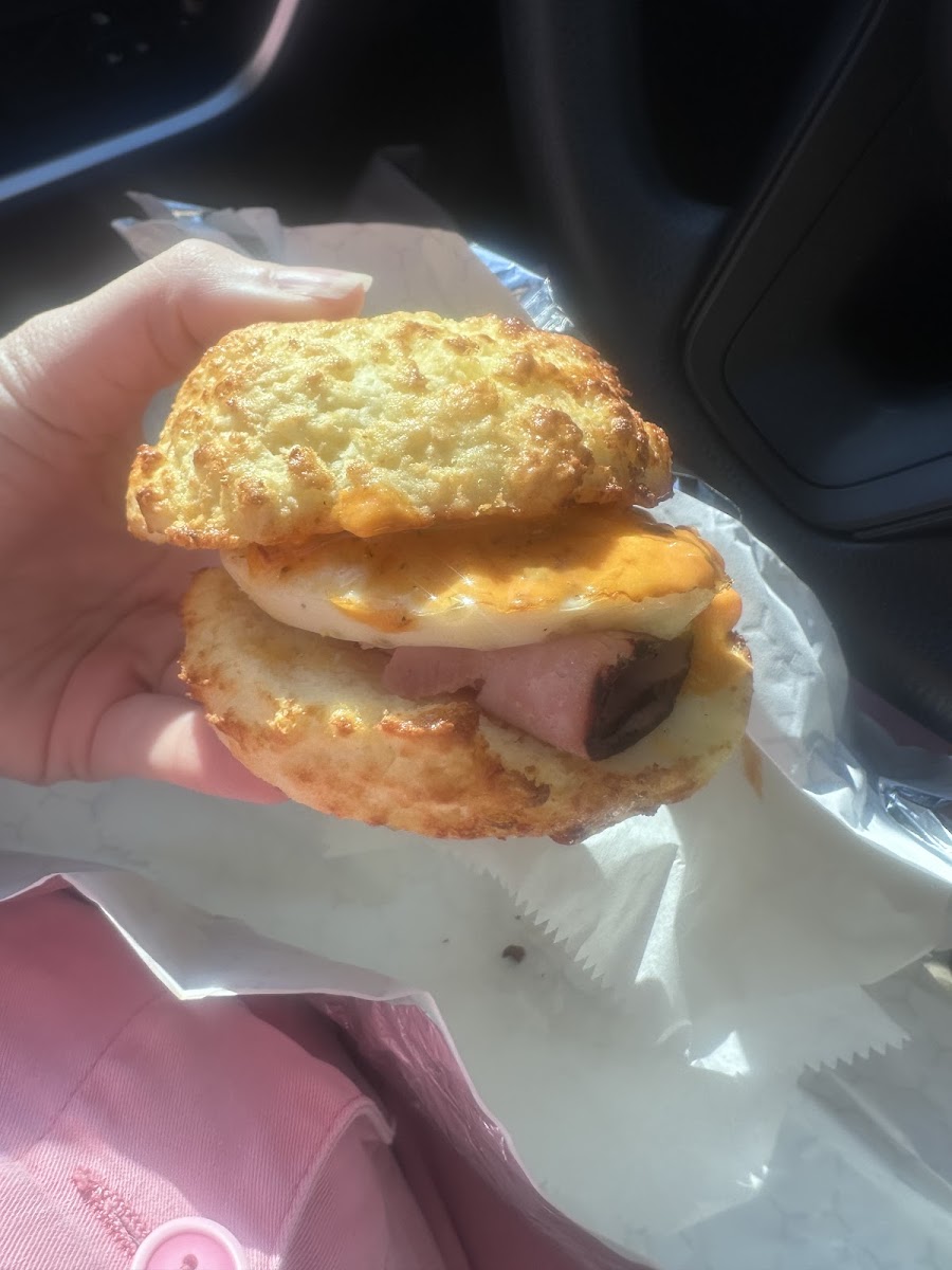 Egg and cheese biscuit with chipotle mayo and ham. It was DEVINE 🤍