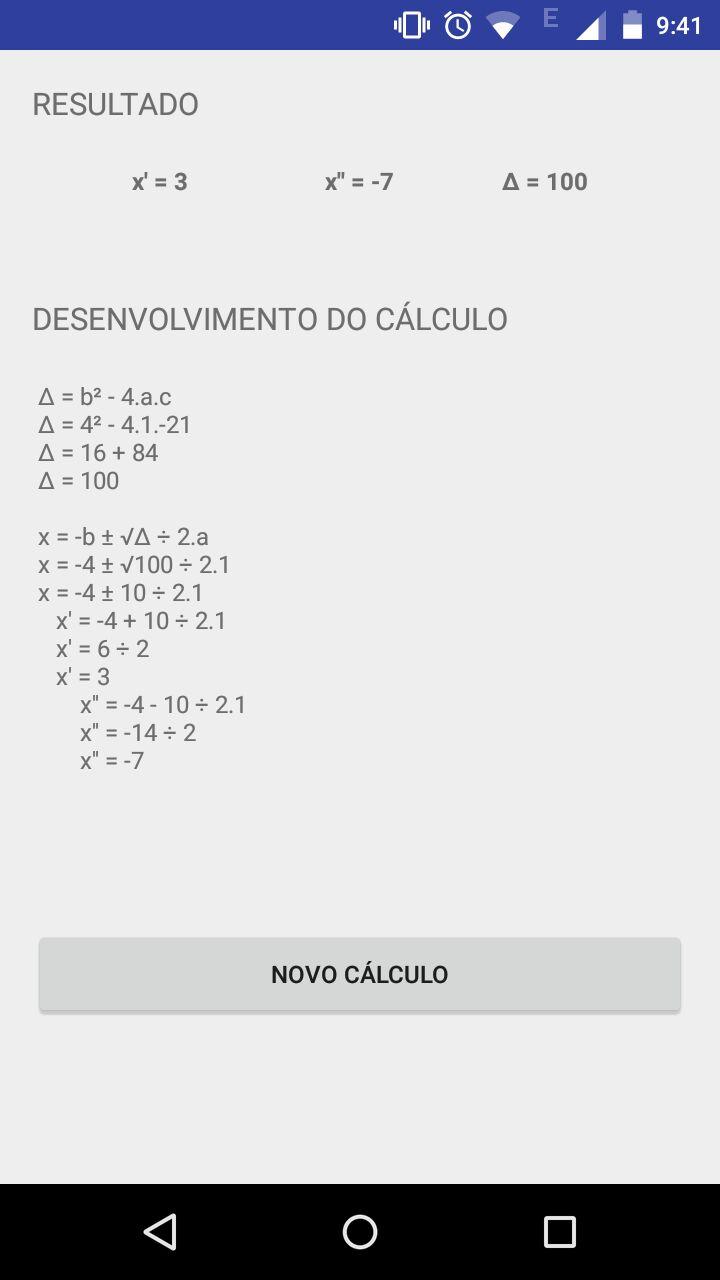 Calculadora Bhaskara Screen 1