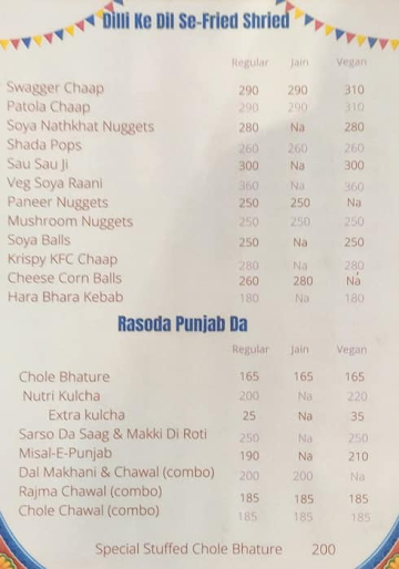 Mr. Singh menu 