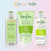 Combo 3 Simple Làm Da Sạch (Sữa Rửa Mặt 150Ml - Tẩy Trang 200Ml - Toner Nước Hoa Hồng 200Ml)