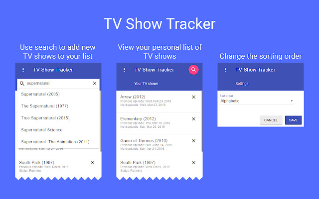 TV Show Tracker chrome extension