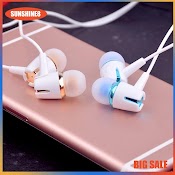 Tai Nghe Nhét Tai Đầu Cắm 3.5Mm Mạ Điện Âm Thanh Siêu Trầm Chống Ồn Có Dây Và Micro Cho Android Ios