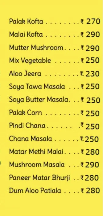 Maharaja Degchi Wala menu 