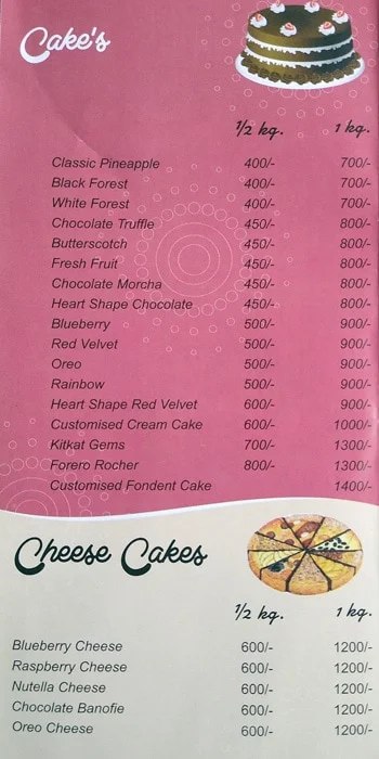 Broomie's Bakery menu 