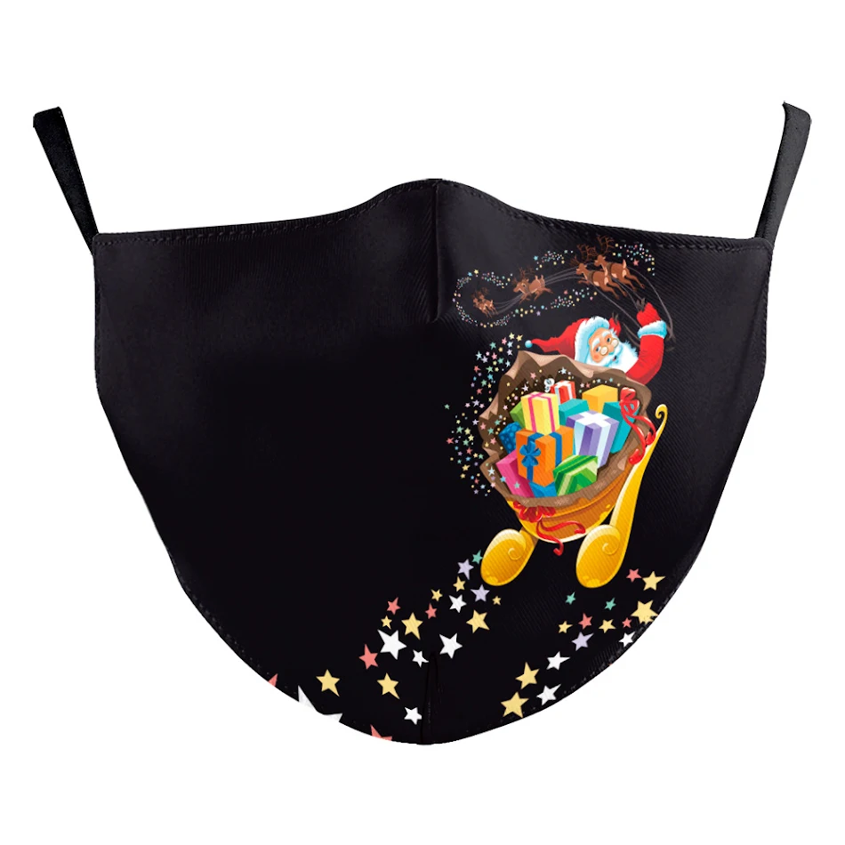 Masque antipoussière à double couche d'impression numérique de barbe de Noël