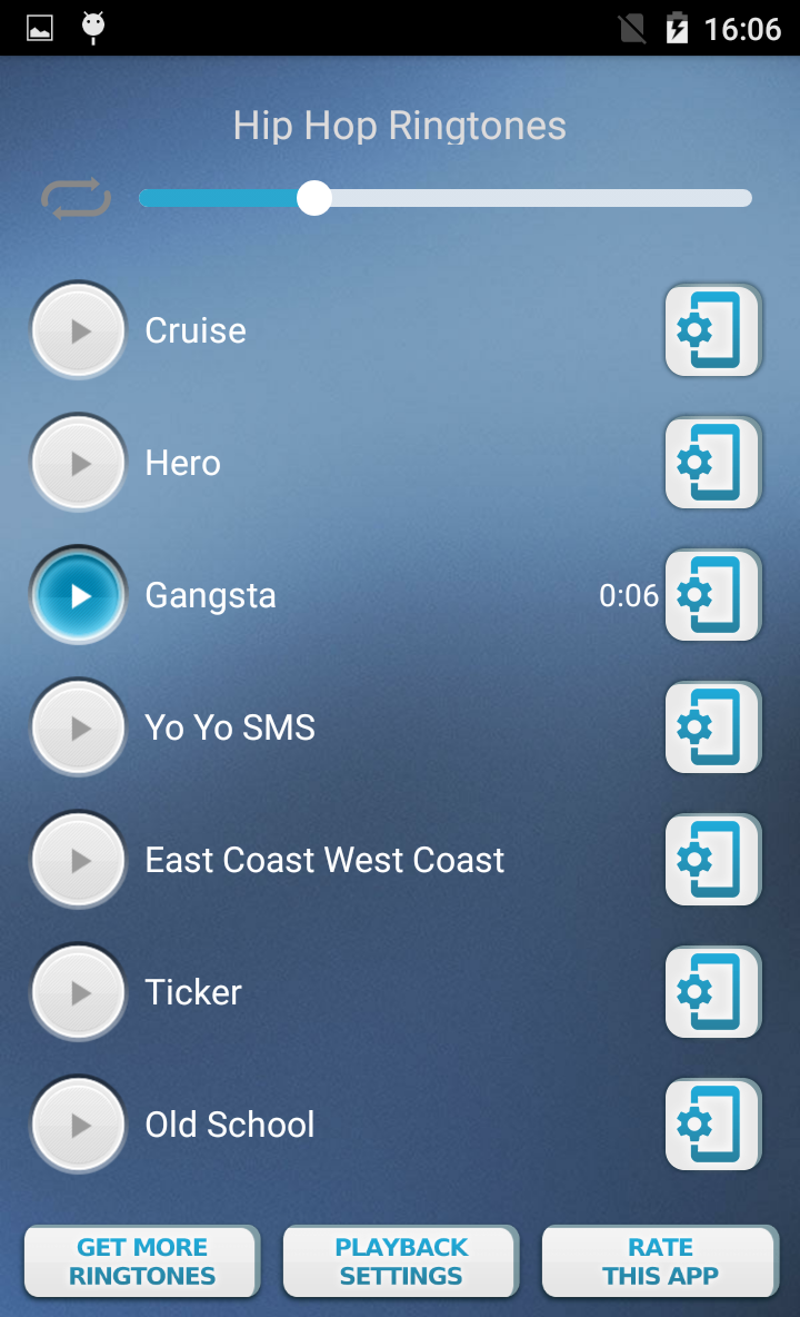 Android application Hip Hop Ringtones screenshort