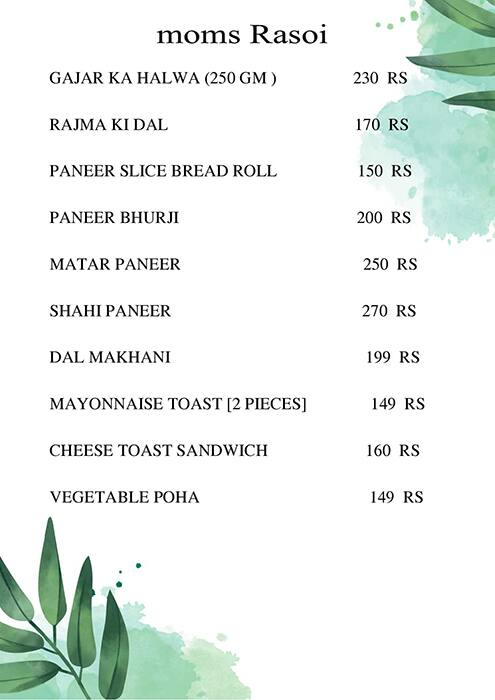 Mom's  Rasoi menu 