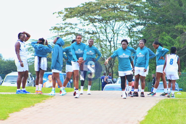 KPA women's team warm up ahead of their final match against Zetech Sparks at Ulinzi Sports Complex on May 12, 2024.