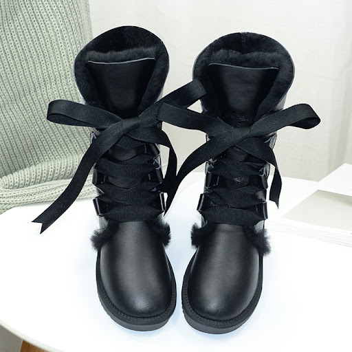 Title 9, Leather high tube fur snow boots for ultimate w...