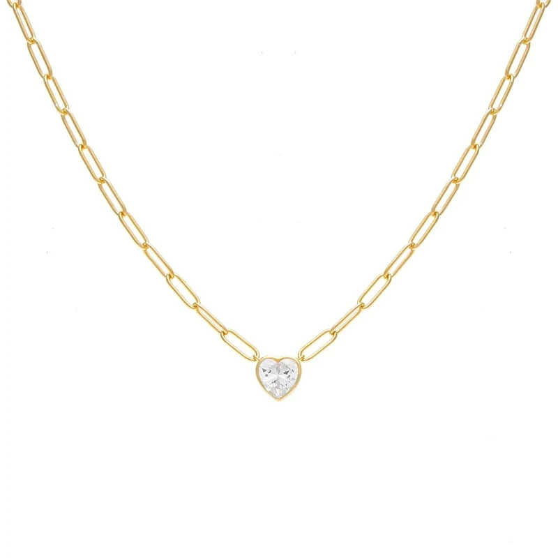 Collier chaîne cœur coloré en argent sterling S925 pour femme. Un cadeau idéal pour exprimer votre affection et ajouter une touche de couleur.