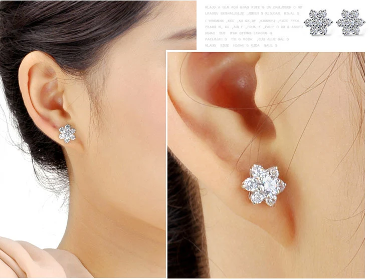 Pendientes de botón de copo de nieve con diamantes completos Elegancia helada para un brillo deslumbrante, perfectos para regalos o uso diario.