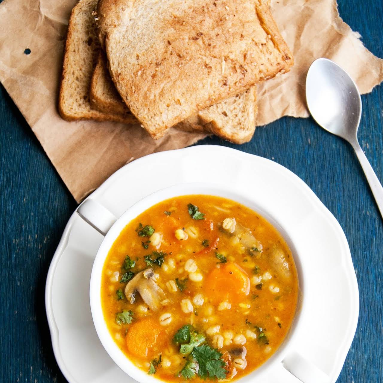 Vegan Mushroom Barley Soup - Cilantro and Citronella