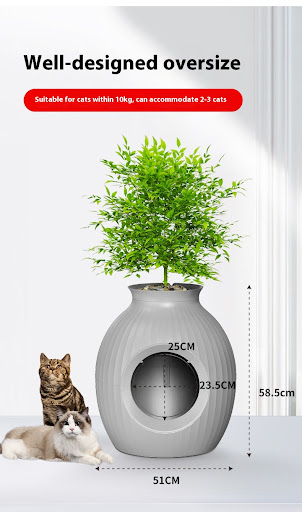 Title 8, Flower Pot Style Oversized Litter Box, Fully En...