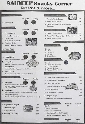 Saideep Snacks Corner menu 