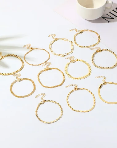 Bracelet géométrique en or 14K/18K, - 0