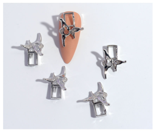 Title 10, Nail Ornament Zircon Flower Tassel Chain, eleva...