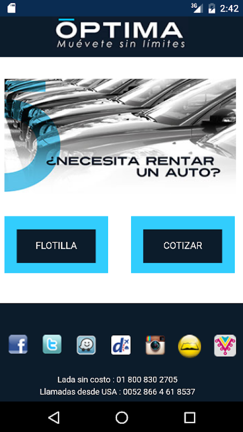 Android application Óptima screenshort