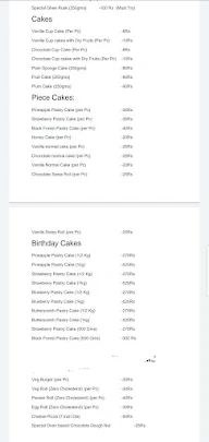 Iyengar Cake Palace menu 1