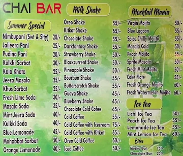 Chai Bar menu 